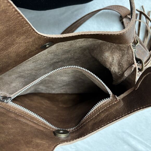 La Rue Leather Shoulder Bag Brown Boho Y2K Unique Crossbody Shoulder Bag - Picture 8 of 10
